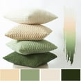 thumbnail image 5 of SUSIELADY Throw Pillow Covers 18x18 Set of 4, Super Soft Boho Corduroy Decorative Cushion Cases, Solid Color Plush Texture Pillow Covers for Sofa Couch Chair, Beige Green, 5 of 12