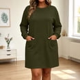 thumbnail image 6 of ShomPort Women's Plus Size Dresses Crew Neck Long Sleeve Sweatshirt Dress with Pockets Loose Loungewear Casual Mini Dresses, 6 of 8