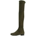 thumbnail image 2 of YDN Women Classic Round Close Toe Suede Side Zipper Knee High Boots Chunky Low Heel Stretchy Over The Knee Boots Shoes Size 15 Olive, 2 of 4