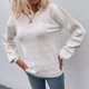 thumbnail image 5 of Suéter de punto ahuecado para mujer, cuello redondo, manga larga abombada, Top básico de Color sólido para cita, trabajo, compras, 5 of 8