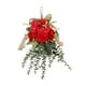 thumbnail image 1 of Guirnalda de flores artificiales con forma de lágrima, crisantemo y eucalipto para decorar la puerta principal. Rojo, 1 of 9