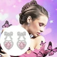 thumbnail image 3 of KDSJSXW Womens Earrings Earrings Gift Sweet Bowknot Earrings Love Fair Maiden Temperament Super Flash Earrings for Ladies Earring Studs for Women Pearl Earring Set (Pink,One Size), 3 of 6