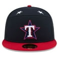 thumbnail image 2 of Men's New Era Navy/Red  Texas Rangers 2025 MLB All-Star Game Workout Side Patch 59FIFTY Fitted Hat, 2 of 5