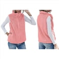 thumbnail image 2 of Chaleco de Felpa Cálido Sin Mangas con Cuello Alto para Mujer, con Cremallera, para Otoño e Invierno, con Bolsillos Rosa M, 2 of 7