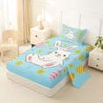 thumbnail image 2 of Erosebridal Rabbit Bunnies Twin Sheet Sets for Kids, Blue Cartoon Easter Bedding, 3 Pieces, 2 of 5