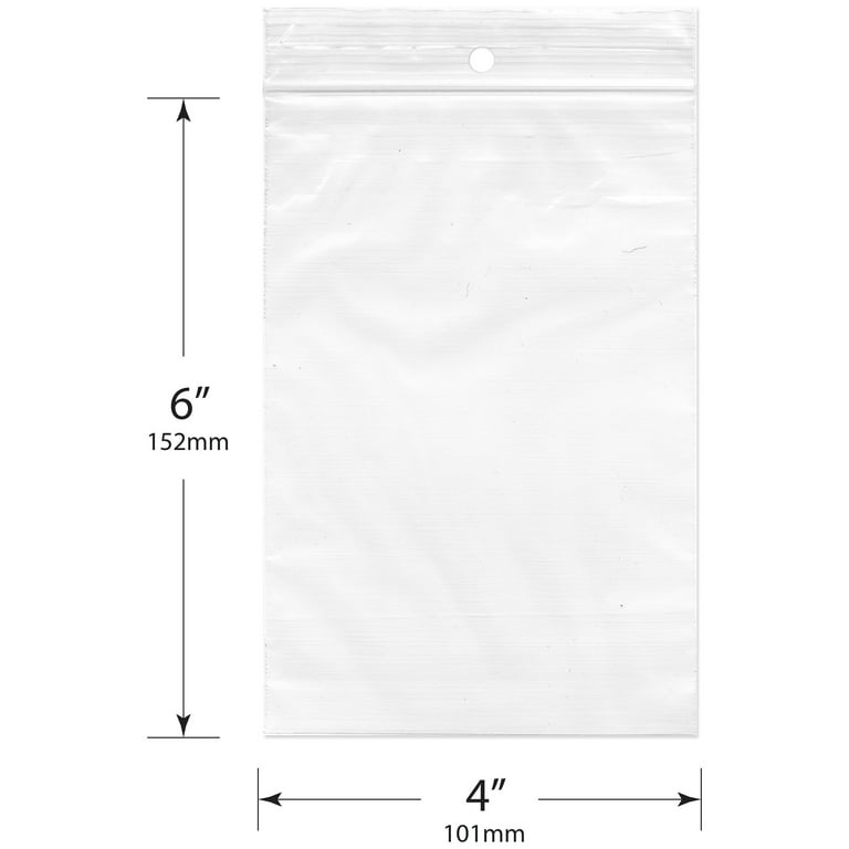 4 x 6 - 4 Mil Reclosable Poly Bags w/ Hang Hole