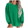 thumbnail image 1 of PEASKJP Chandails en Molleton Décontractés Oversize à Manches Longues Col Rond pour Femmes, Vert, 1 of 5