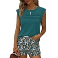 thumbnail image 4 of Two Piece Sets for Women Trendy Short Sets Beach Vacation Clothes Airport Travel Cruise Summer Outfits Blue L, 4 of 6