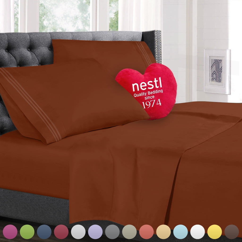 Nestl Bedding Premium 1800 Deep Pocket 4 Piece Bed Sheet Set Hotel Luxury Double Brushed