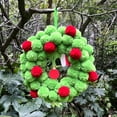 thumbnail image 3 of DizeyBoyo Christmas Front Door Wreath Green Pom-pom Wreath Cute Wooden Green Elf Hand Christmas Wreath Decorations Indoor Outdoor (Green, 33cm/13.2inch), 3 of 6