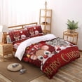 thumbnail image 3 of Red Christmas King Size Comforter Set, Cute Santa Claus Deer Winter Snowflake Soft Bedding for All Seasons, 4 Pcs Bed Set with 1Comforter (90"x106") ,1 Sheet(94"x116"), 2 Pillowcases (19"x35"), 3 of 7