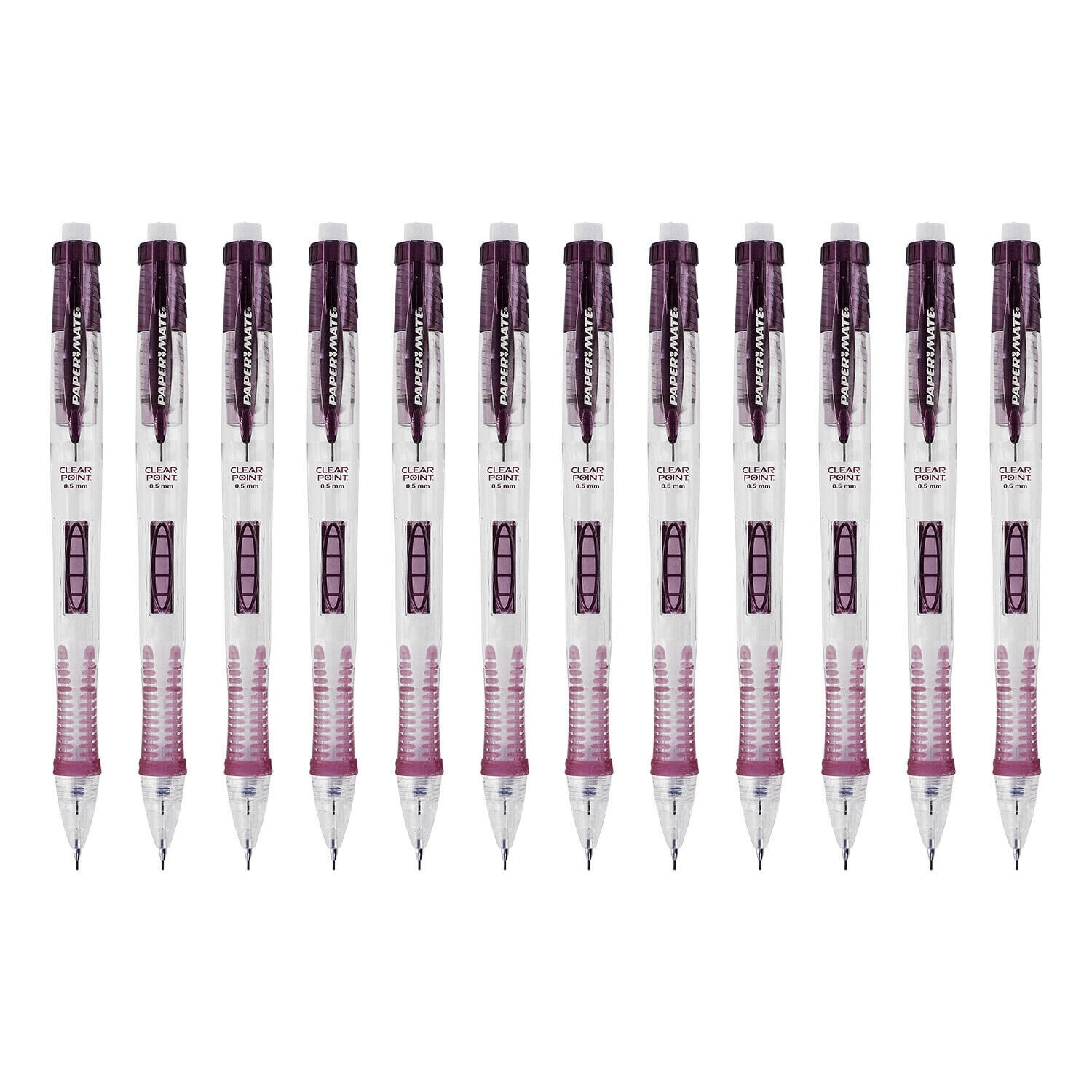 Paper Mate Clear Point Mechanical Pencil, 0.5mm, Purple Barrel, 12