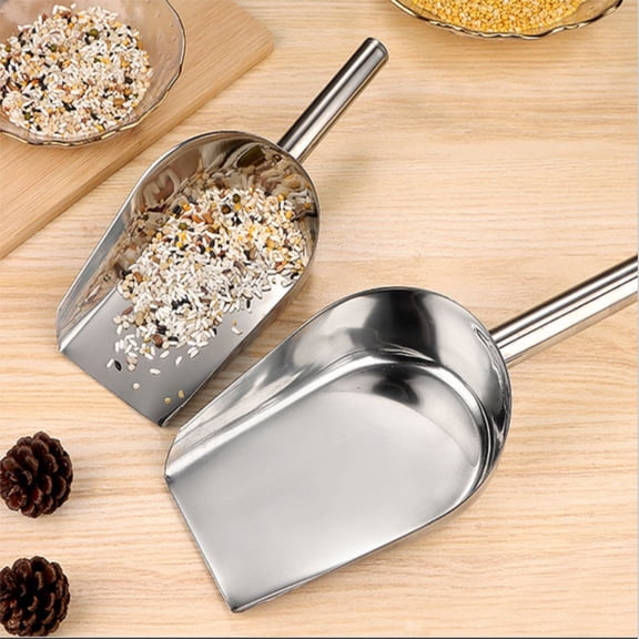 Stainless-SteeIce Scoop, Stainless Steel Ice Scooper for e Maker, Metal Utility Large Food Candy e Cube Shovels Flat Bottom s Pet Dog Cat Food LIce Cube Scoop Bar Buffet Kitchen 22cm