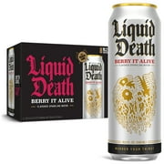 Liquid Death Sparkling Water with Agave, Berry It Alive, 19.2 oz King Size Cans (8-Pack)