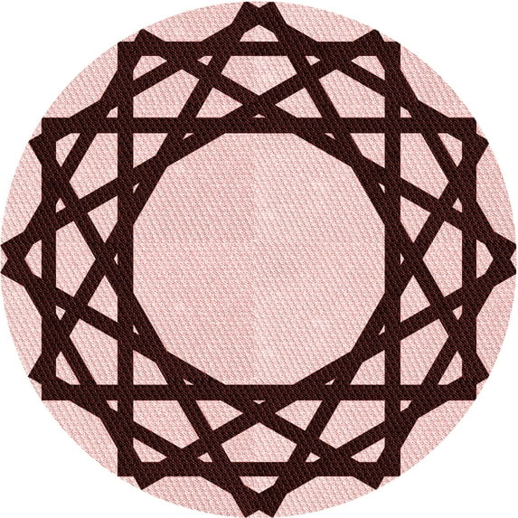 Ahgly Company Indoor Round Patterned Brown Red Area Rugs, 6' Round