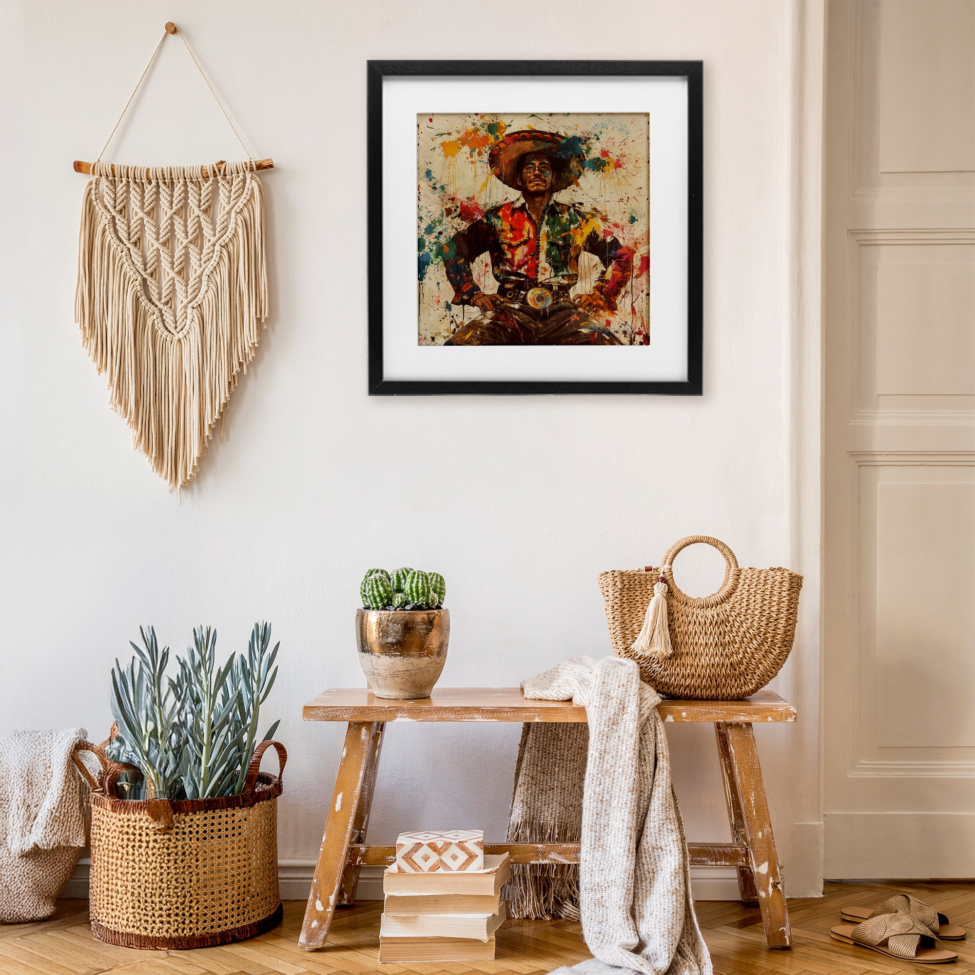 Stupell Industries El Mexicano with Paint Splatters Black Framed Print Under Glass, design by Marta Wiley