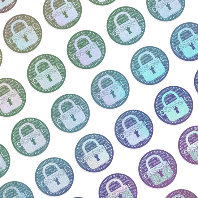 480 piezas/10 hojas de etiquetas holográficas de seguridad de 0,8 pulgadas con precinto de seguridad, originales, auténticas.