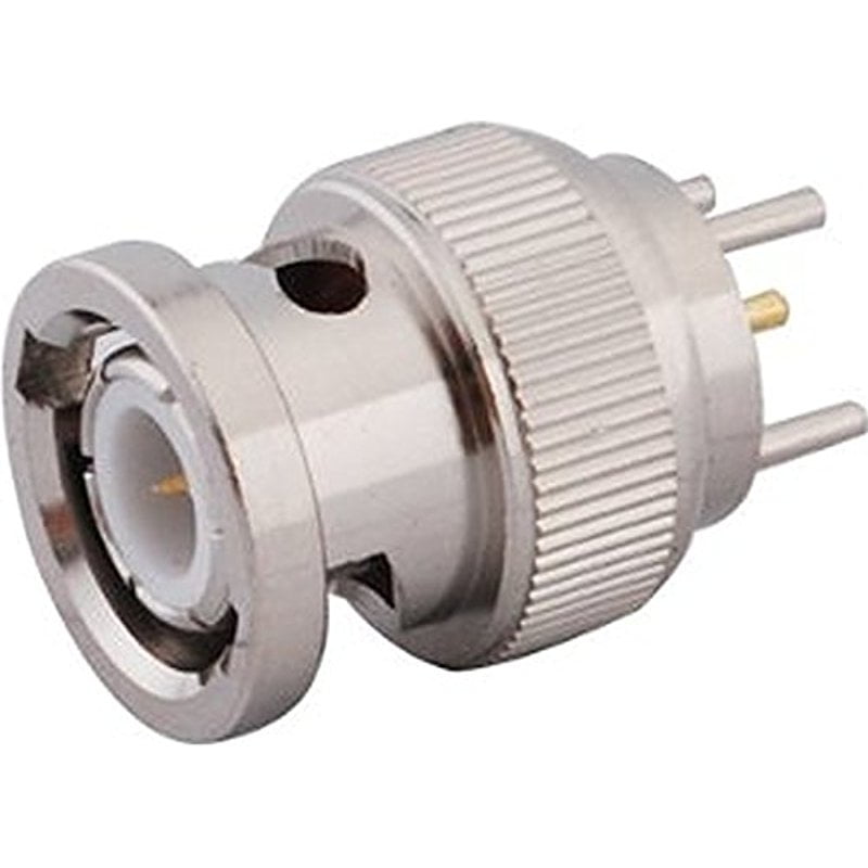 BNC Plug with Male Center Pin in RF Connector PCB Mount with Post