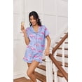 thumbnail image 5 of Ekouaer Satin Pajama for Women Short Sleeve Silky Pj Short Set Bow Front Tie Up Loungewear Sleepwear, 5 of 6
