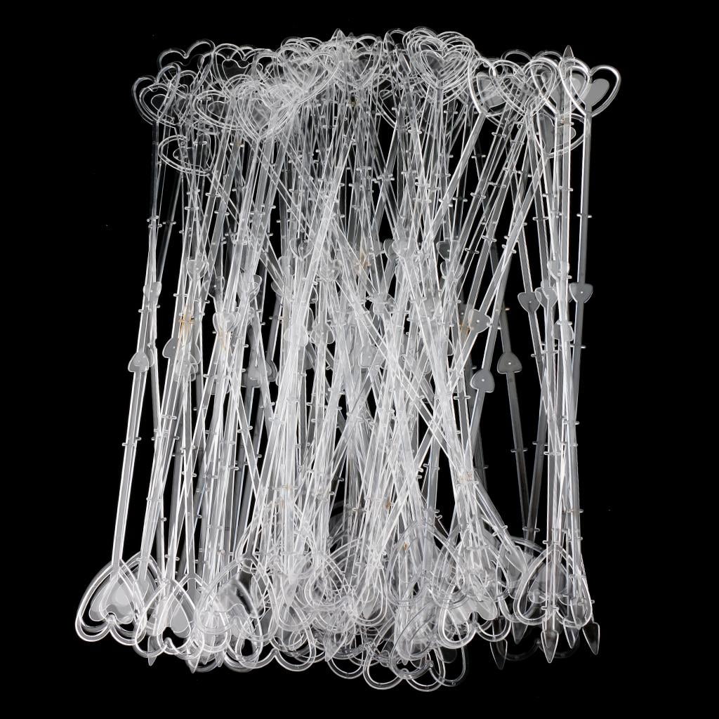 GUOOL 160pcs 13" Plastic Heart Head Floral Picks Card Holder Sticks Party Supplies