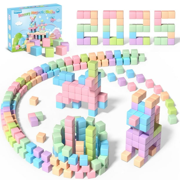Bloques magnéticos Styleeasy, 30 unidades, colores macarrones con libreto