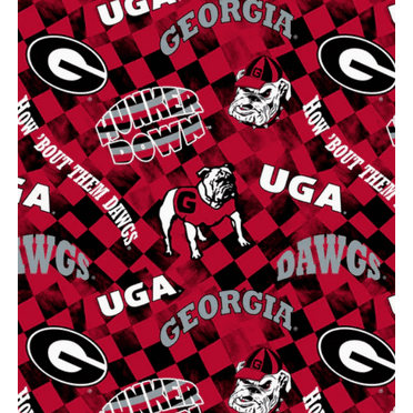Official Licensed NCAA University of Georgia Check Allover Fabric by the Yard