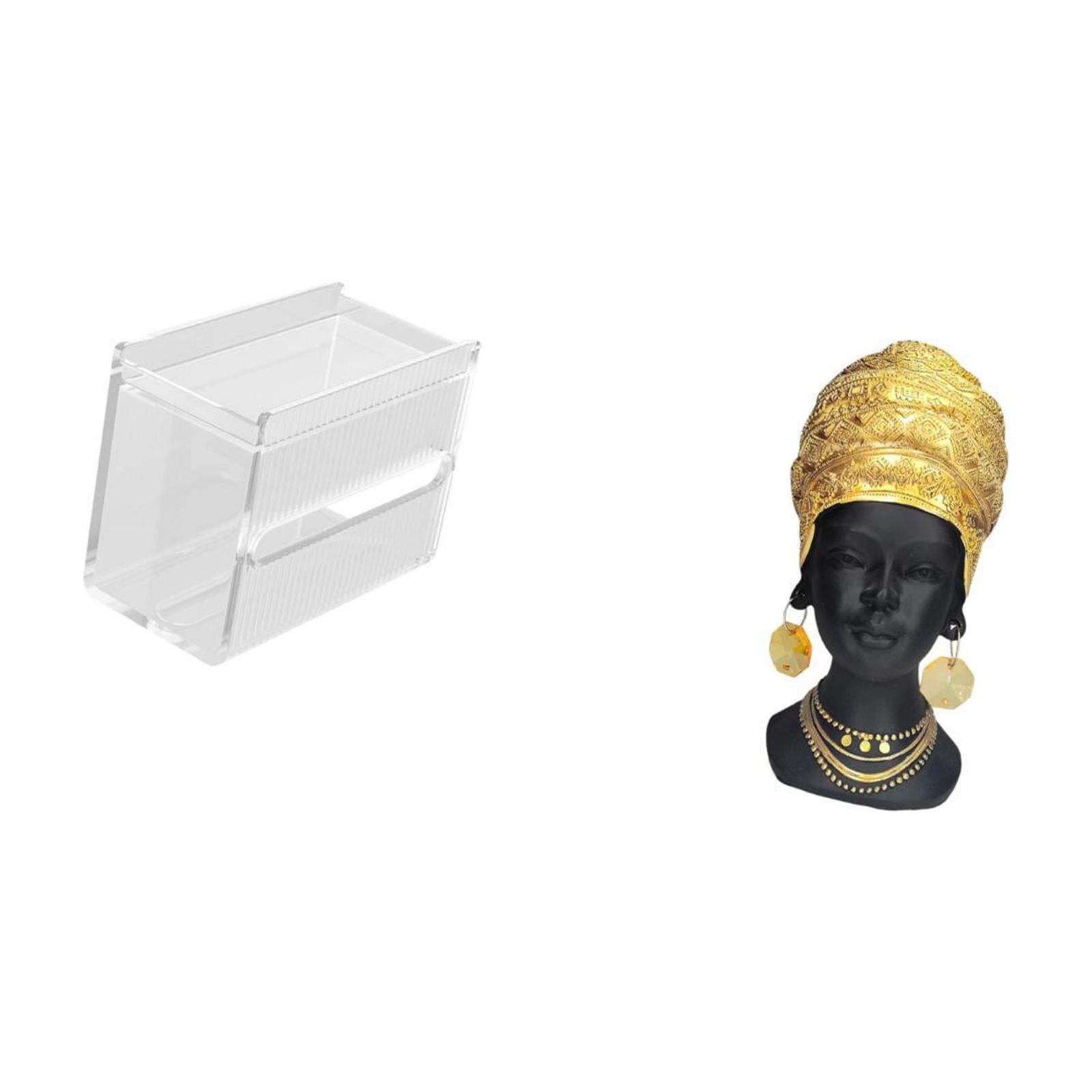 Fiocias Acrylic Toilet Paper Storage Box Modern Paper Towel Dispenser Wall Mounted Toilet Tissue Paper Holder African Woman Statue Tabletop Ornament Gift Home