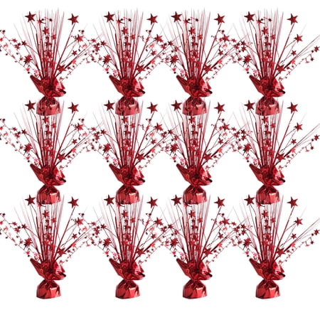 12 Pack Metallic Blue Foil Spray Centerpieces Stars Brust Table Centerpieces for Wedding Birthday Anniversary Holiday Party Decor, Metallic Star Balloon Wights for Party, Table Decor for Party