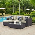 thumbnail image 2 of Lounge Sectional Sofa and Table Set, Rattan, Wicker, Dark Brown Beige, Modern Contemporary Urban Design, Outdoor Patio Balcony Cafe Bistro Garden Furniture Hotel Hospitality, 2 of 6