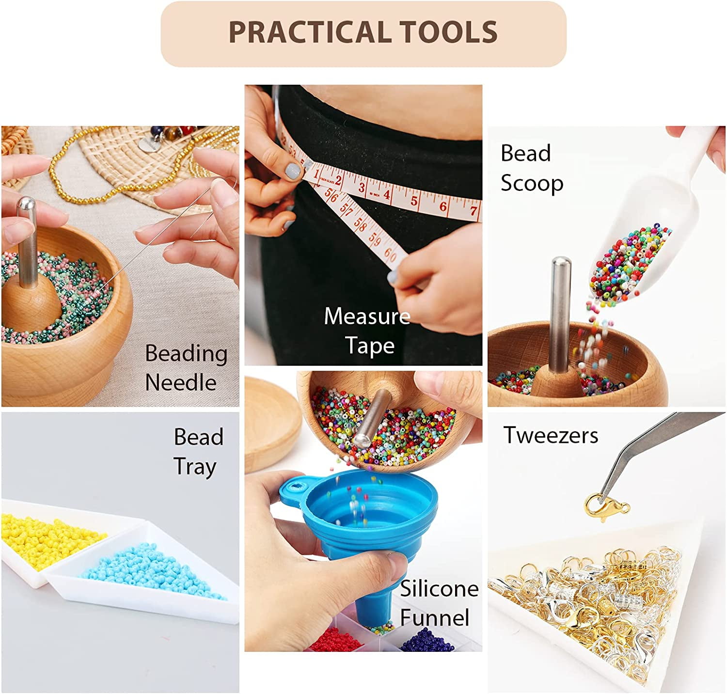 24416 PCS Bead Spinner Kit with Large Numble of Seed Beads and Practical BeadingTools, Bead Spinner Bowl for Seed Beads, Waist Bead Spinner for Jewelry Making