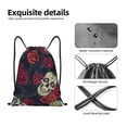 thumbnail image 4 of Sikiie Roses Skulls Drawstring Backpack Drawstring Bags, Draw String Back Bag for Sports, Gym, Travel, Swimming, Beach-Small, 4 of 6