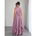 thumbnail image 2 of Women Purple Sleeveless A-Line Dress With Tie-Up Waist And Asymmetric Hem, 2 of 8
