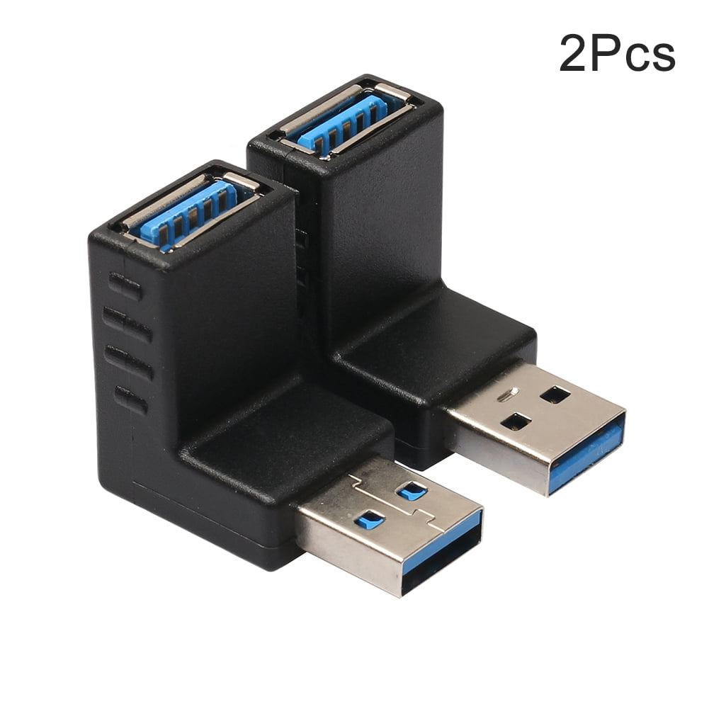 2PCS USB 3.0 A Male to Female Extension Cable 90 Degree Right Angle Adapter Plug L Shape Adapter