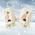 thumbnail image 1 of Warm Winter Outdoor Toddler Knitted Half Finger Mitten Cute Long Eared Rabbit Kids Girl Gloves, 1 of 3