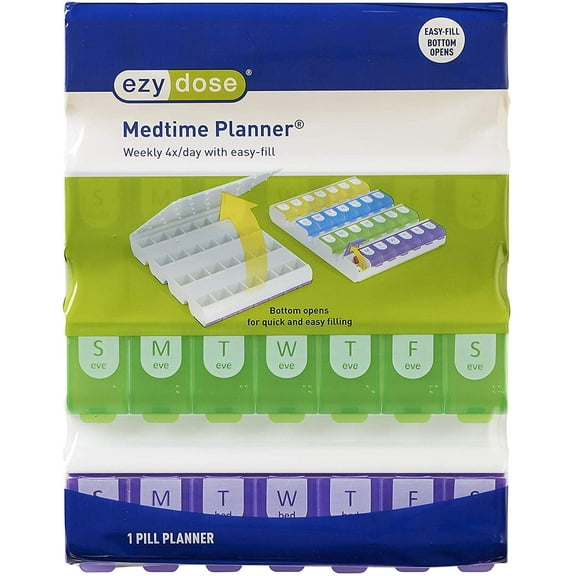 Ezy Dose Easy Fill Medtime Organizer 7-Day Multi-Dose Pill Reminder, 67706, 1 Ea, 2 Pack