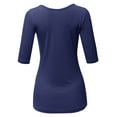 thumbnail image 3 of SSOULM Women's 1/2 Sleeve Silky Stretchy Crewneck Slim Fit T-Shirt Top with Plus Size, 3 of 5