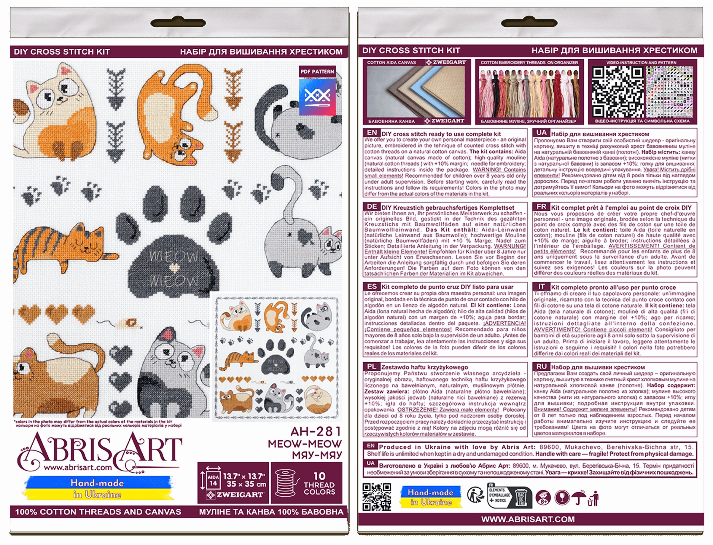Cross-stitch kit - Meow-meow AH-281