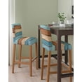 thumbnail image 2 of Farmhouse Light Blue Brown Bar Stool Covers Set of 4, Vintage Wooden Striped Stretch Washable Bar Chair Covers with Backs, Removable Pub Counter Height Chair Cover for Kitchen Dining Room Cafe, 2 of 7