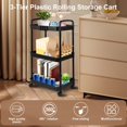 thumbnail image 4 of YOPTOP 3-Tier Rolling Storage Cart Small Utility Cart Organisation Cart with Lockable Wheels  Storage Rolling Trolley  Organiser Rack Cart for Kitchen Bathroom Living Room Bedroom Spaces,black, 4 of 10