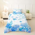 thumbnail image 2 of Castle Fairy Thin Line Underwater Reef Tile Twin Duvet Cover,School Fish Starfish Coral Seamless Twin Bedding,Sky White,Grey Reversible,2pcs,No Comforter,1 Duvet Cover and 1 Pillowcase, 2 of 6