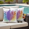 thumbnail image 5 of Leaves Foliage Pillow Covers 2 Pack Gradient Blue Purple Orange Leaf Abstract Plant Pillowcase Waterproof Outdoor Throw Pillow Cover for Patio Garden Square Cushion 24”x24”, 5 of 9