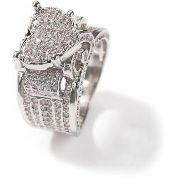 Gems Jewels 5.00 Ct Round Cut White Diamond Engagement Wedding Thanksgiving Christmas Luxurious Pave Band Ring 14K White Gold Plated 925 Sterling Silver For Men's -5.5