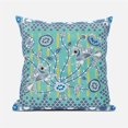 thumbnail image 2 of Amrita Sen Designs  20 x 20 in. Pond Peacock Suede Zippered Pillow with Insert - Muted Aqua & White, 2 of 9