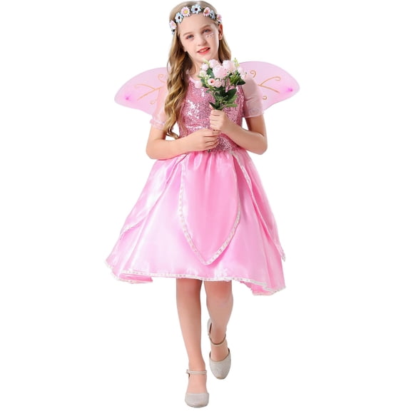 erfcxs Girls Dress with Fairy Tale Party Gown for Kids Halloween Cosplay Birthday Pageant
