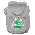 thumbnail image 1 of Scribbled Merry Christmas Screenprint Pet Hoodies Grey Size L (14), 1 of 2