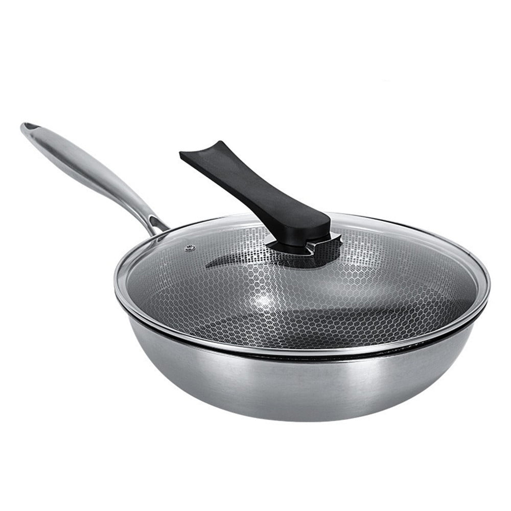 Non-stick Black Pan 304 Stainless Steel Wok Without Oil Smoke Frying Pan Wok 