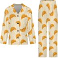 thumbnail image 4 of Top-kevin Womens Pajamas Set Croissant Cinnamon Stick Soft Long Sleeve Sleepwear Button Down Sets, 4 of 12