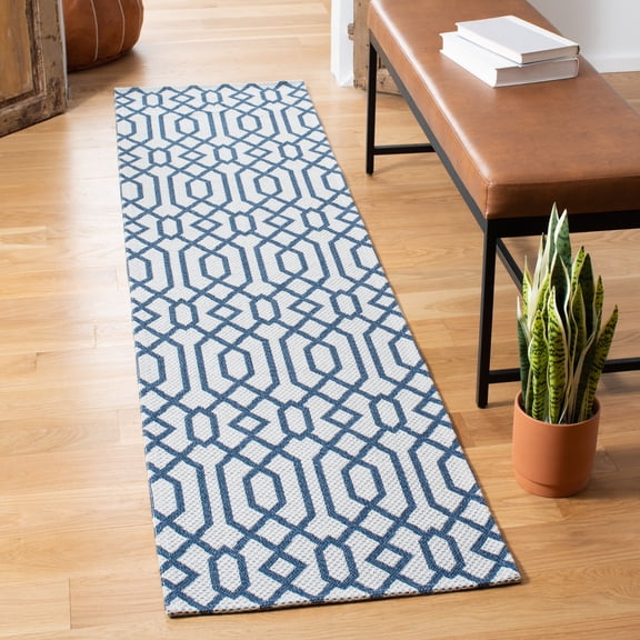 SAFAVIEH Augustine Tarek Geometric Runner Rug, Navy/Light Gray, 2' x 8'