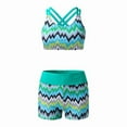 thumbnail image 5 of Honeeladyy Womens Tankini Set with Shorts Slim Fit Stretch Printed Bathing Suit Two Piece High Waisted Swimsuit Green XXL, 5 of 7