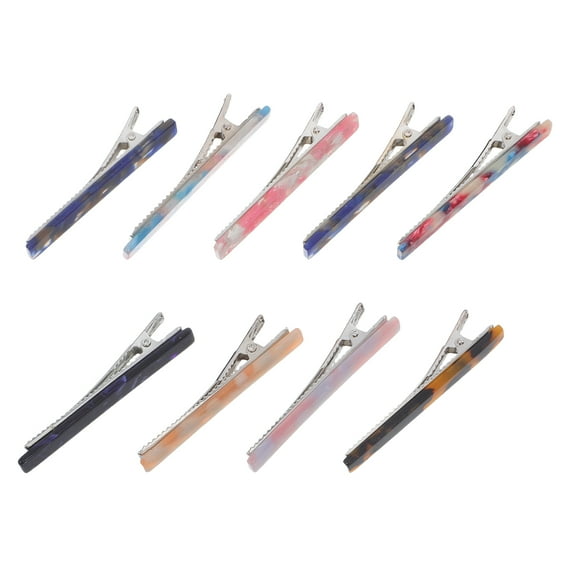 LOLIPPYY 9 Pieces Multi-Color Acetate Hair Barrettes and Flat Clips Hair Styling Accessories Set